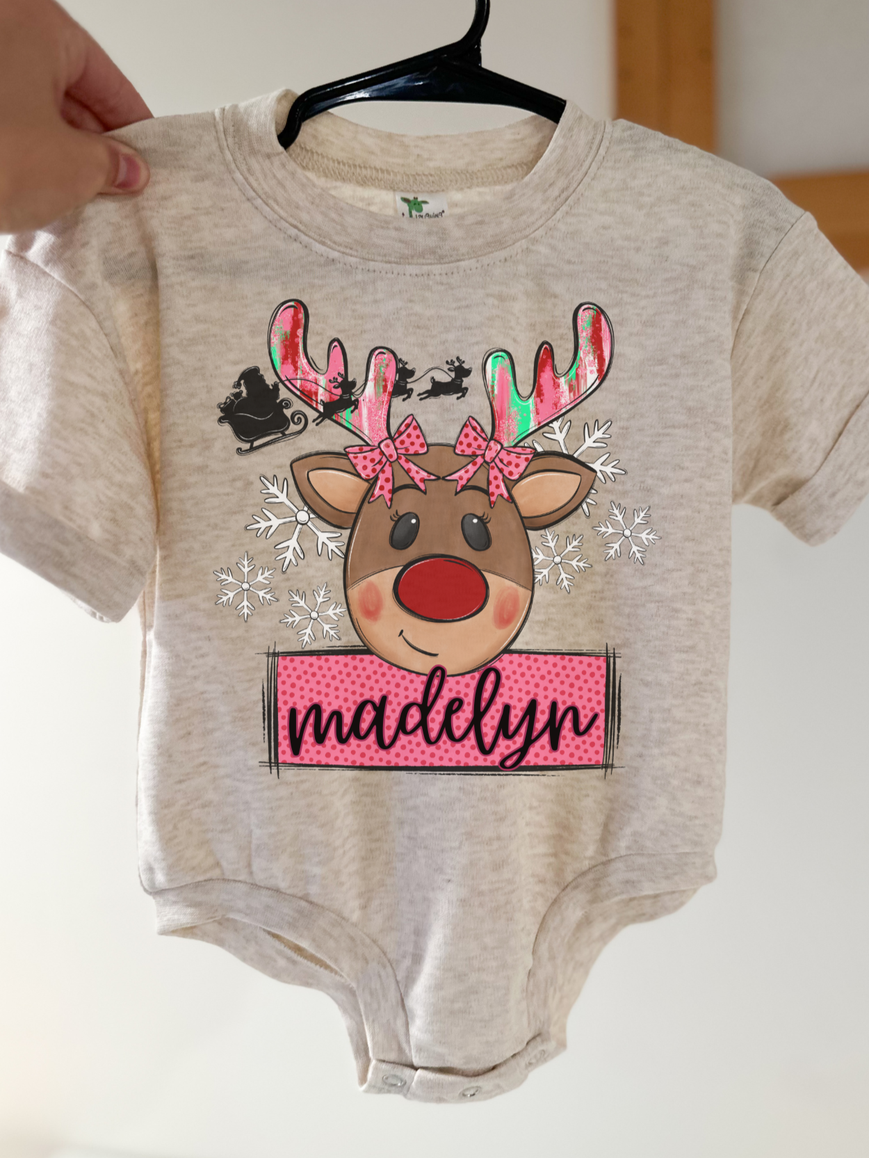 Custom Name Pink Reindeer