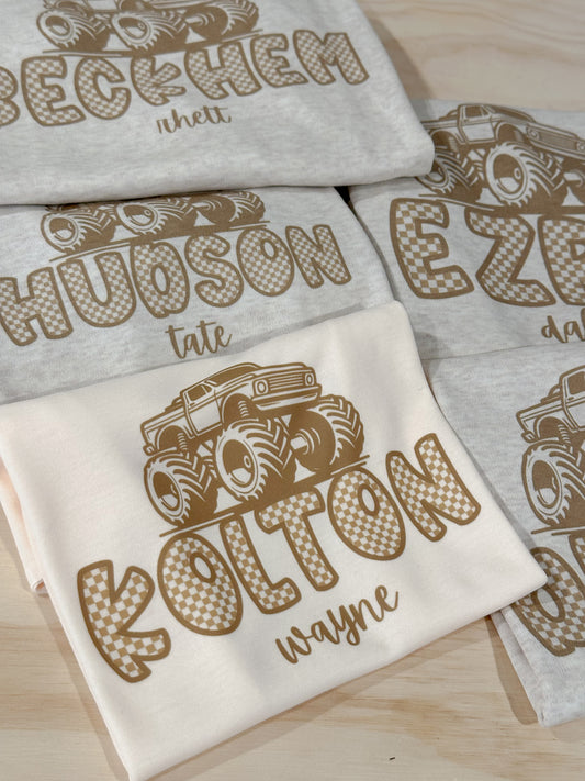 Custom Name Tan Checkered Truck