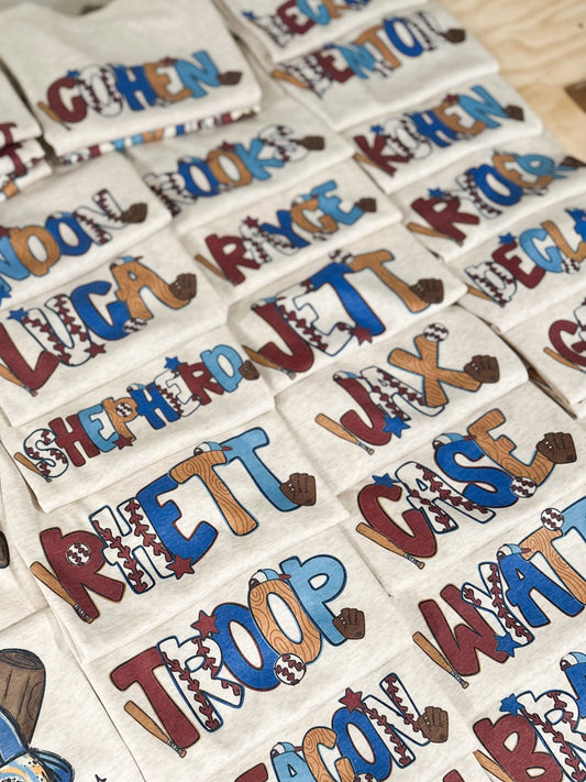 Custom Baseball Letters Name