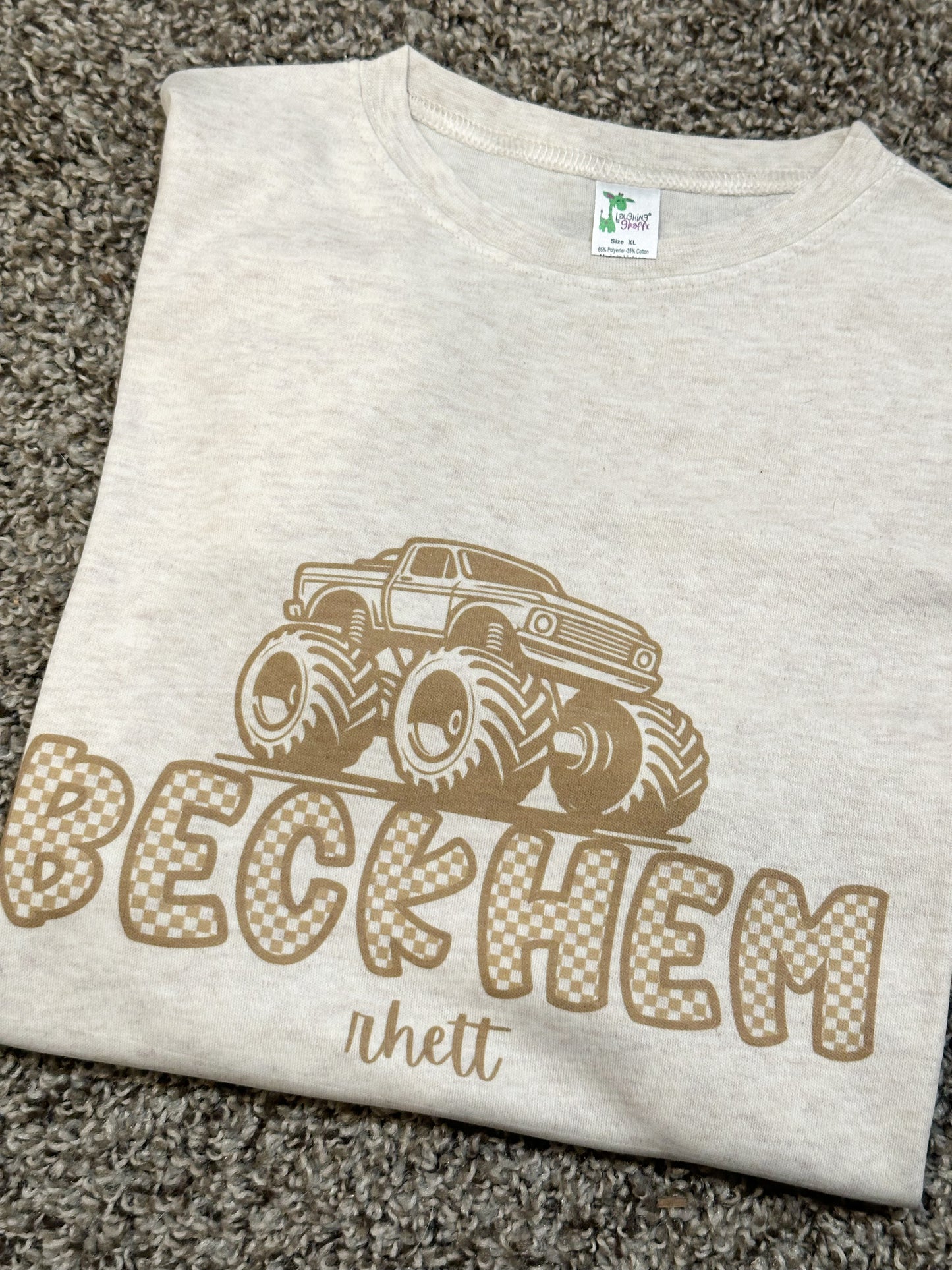 Custom Name Tan Checkered Truck