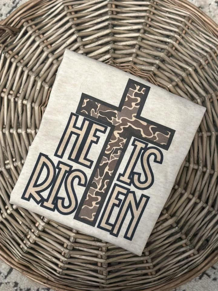 He is Risen Camo Cross