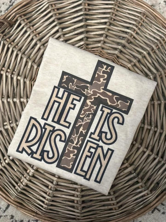 He is Risen Camo Cross