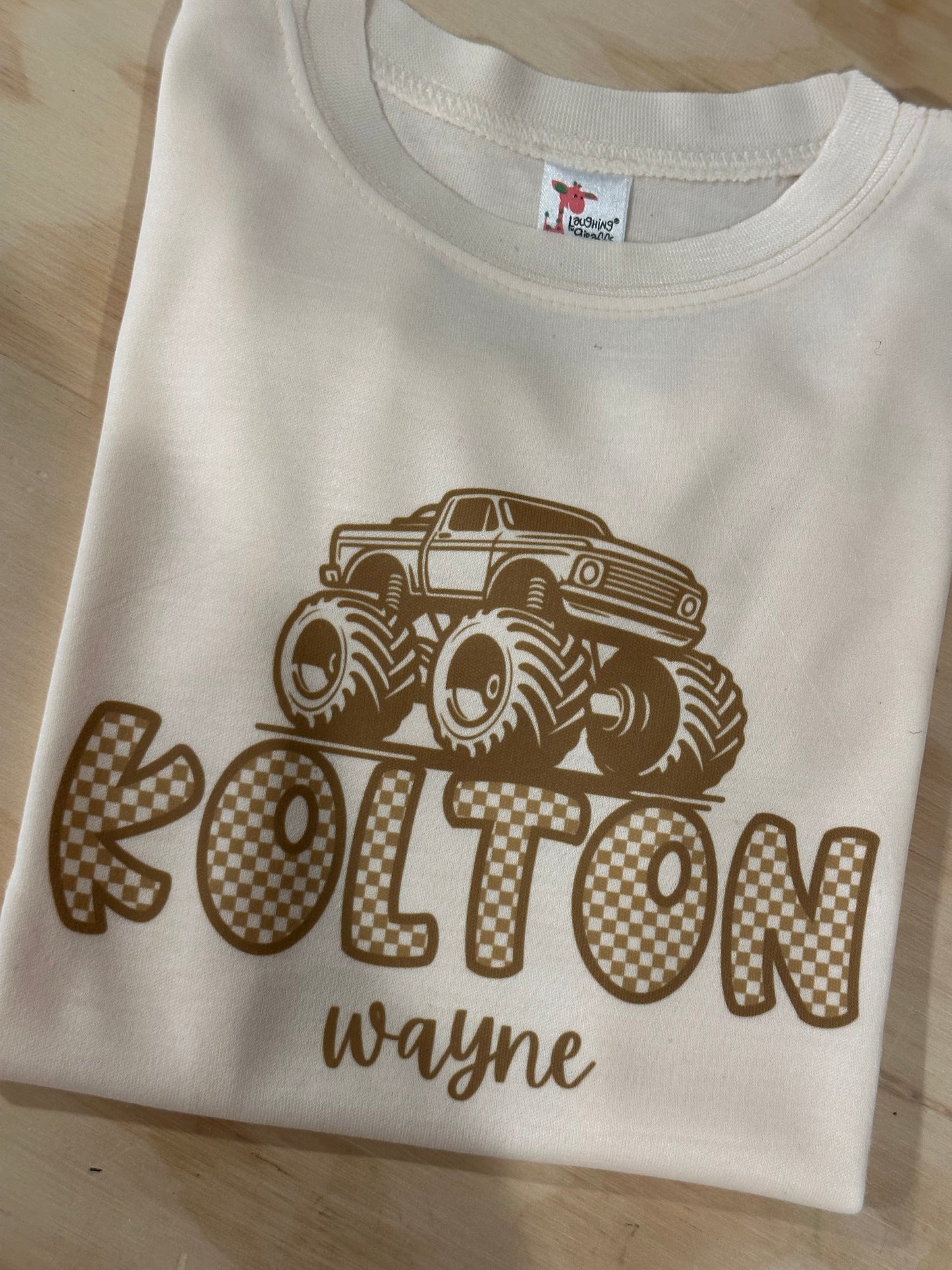 Custom Name Tan Checkered Truck