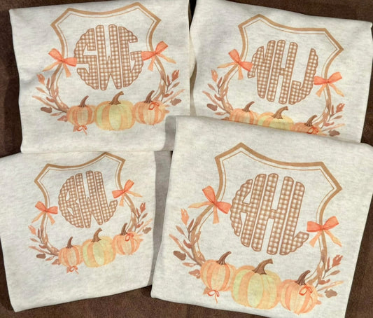 Custom Monogram Pumpkin Crest