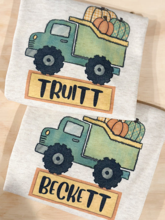 Custom Name Pumpkin Dump Truck