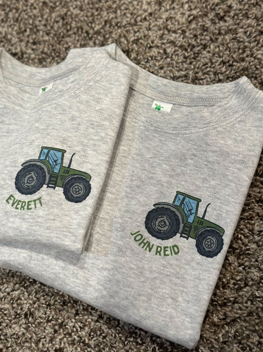Custom Name Green Tractor Pocket