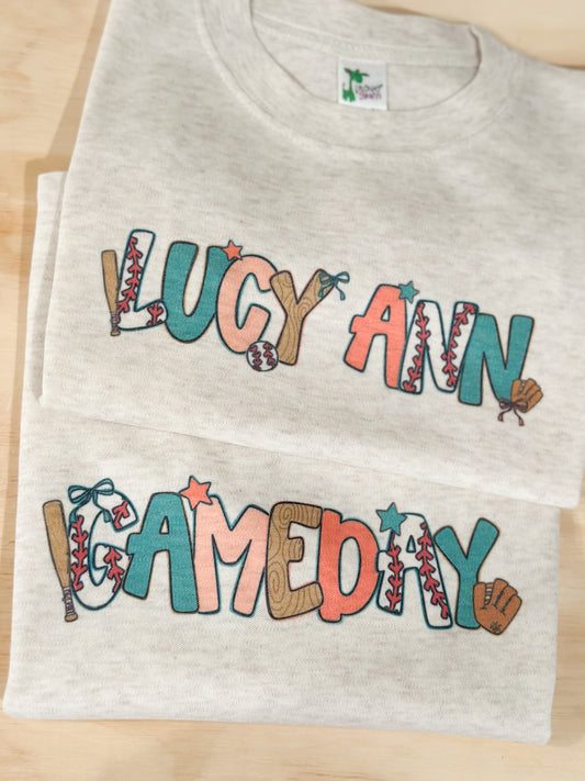 Custom PINK Girly Baseball Letters Name