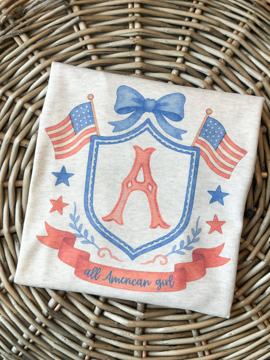 Custom Initial American Girl Crest