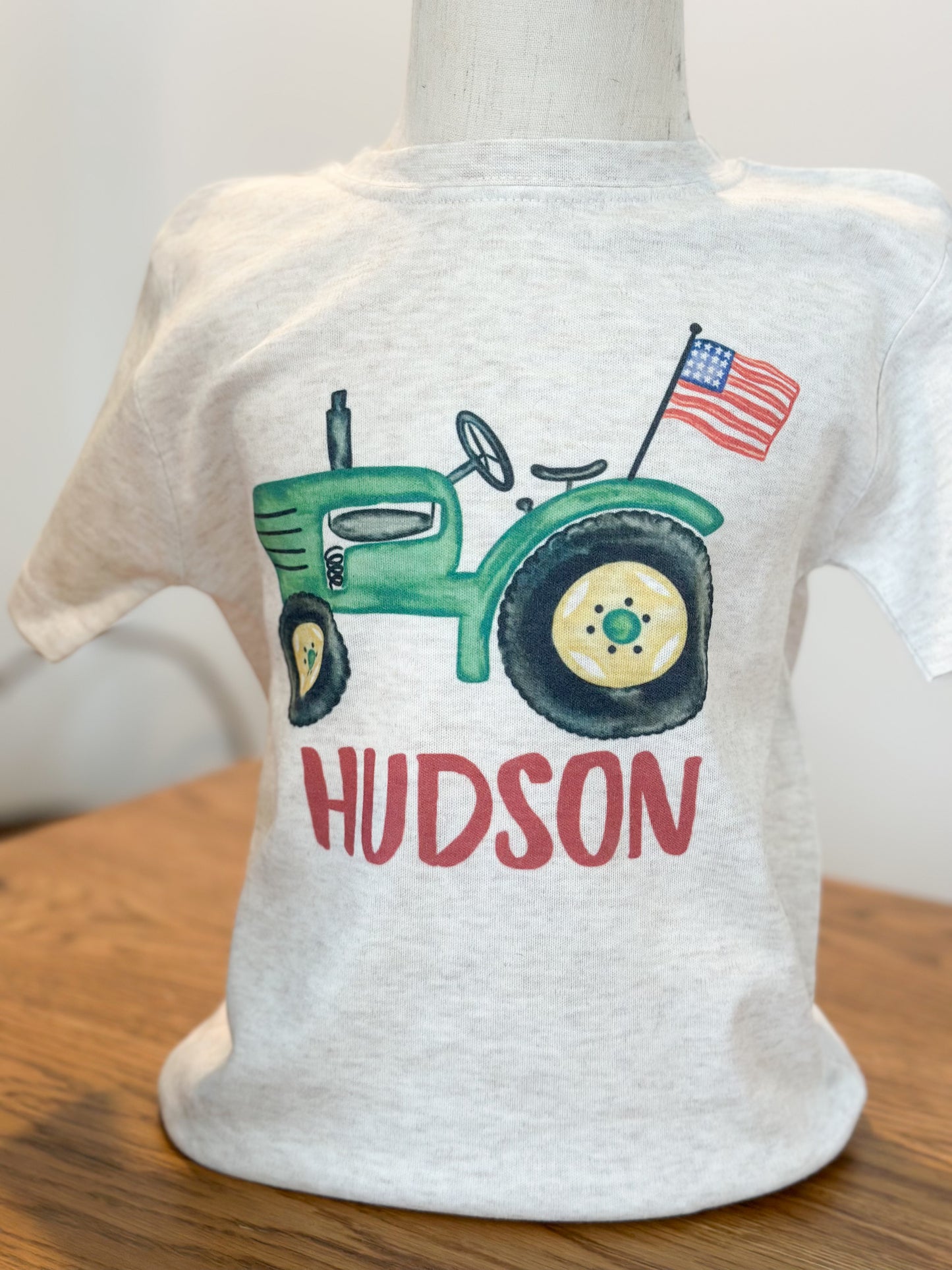 Custom Name Green Flag Tractor