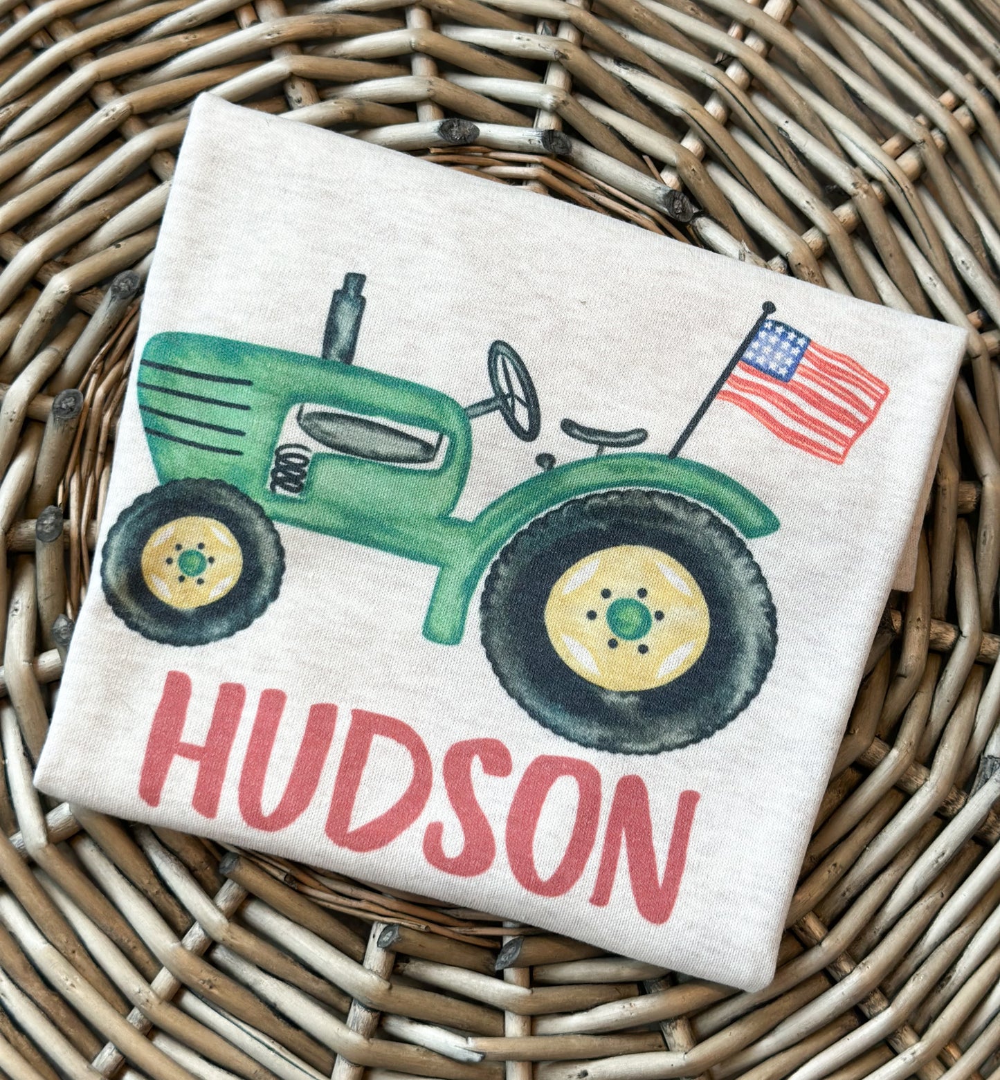 Custom Name Green Flag Tractor