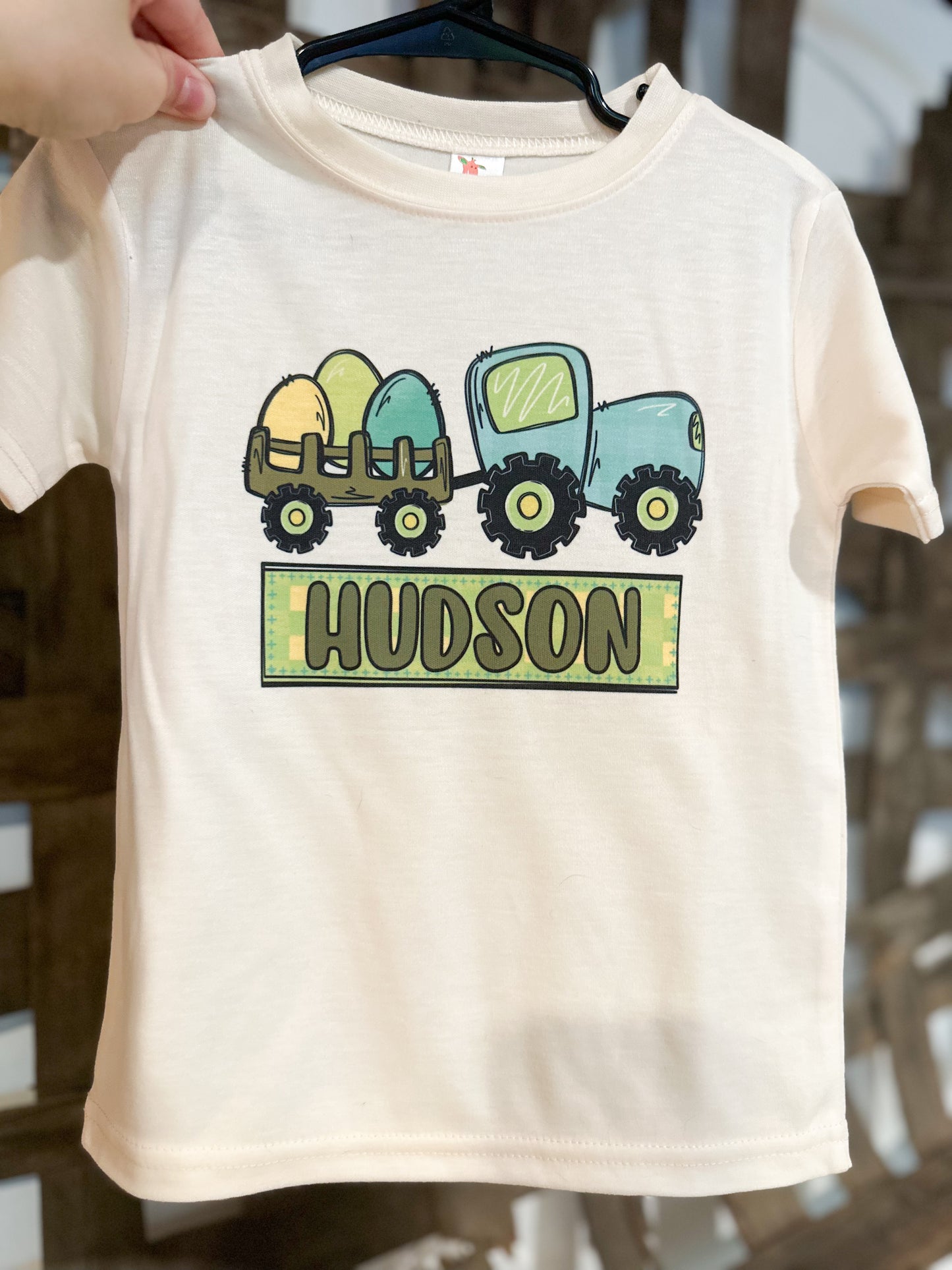Custom Name BOY Easter Egg Tractor