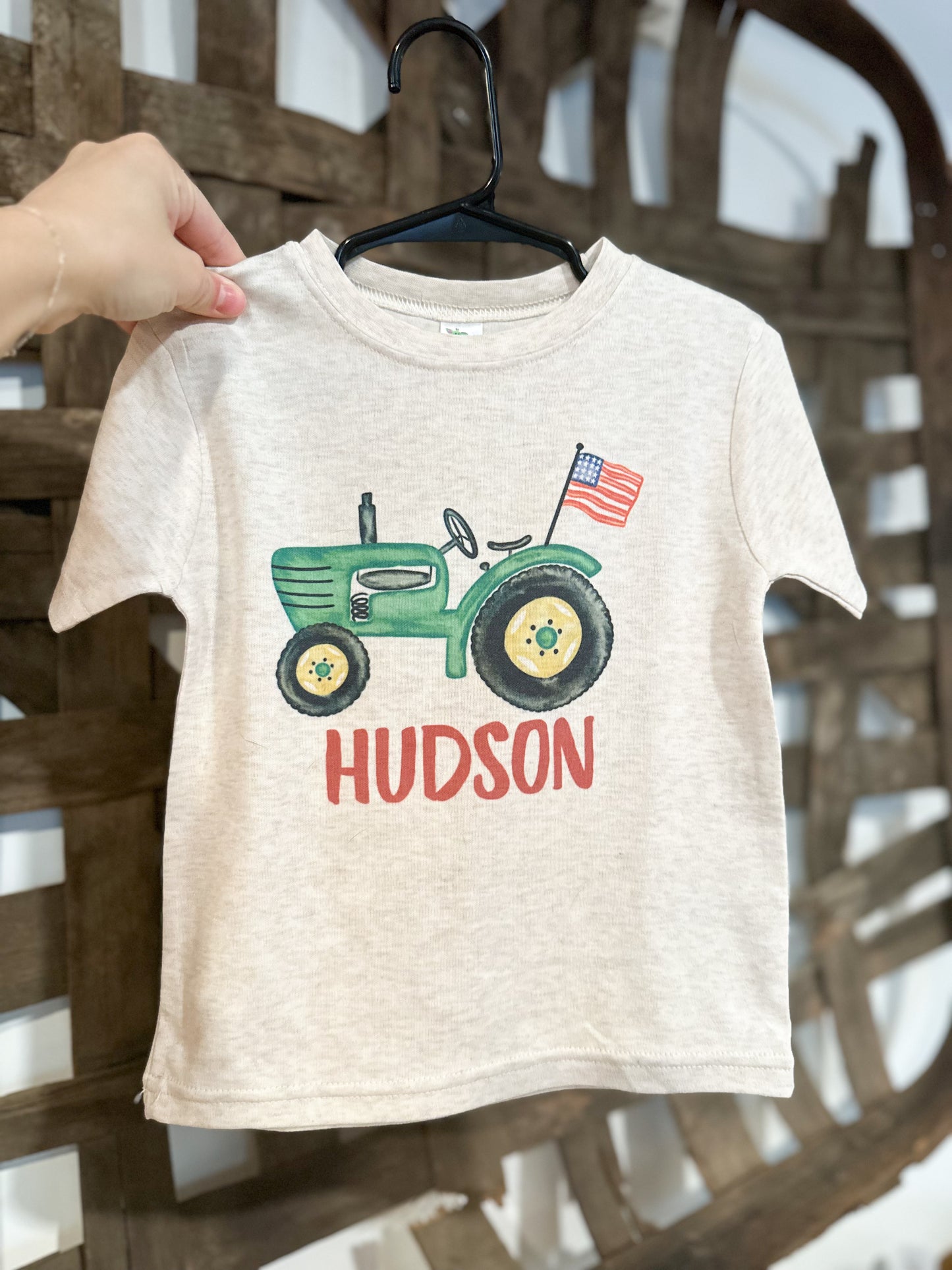 Custom Name Green Flag Tractor