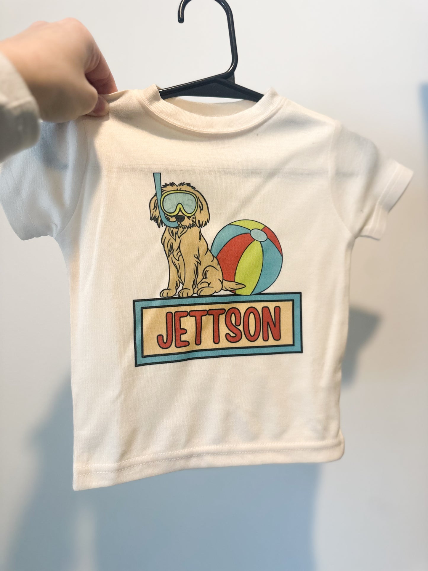 Custom Name BOY Scuba Beach Ball Dog