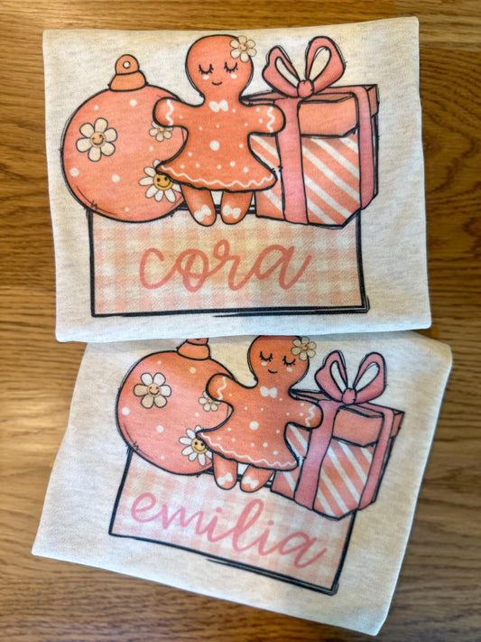Custom Name Pink Gingerbread Ornament